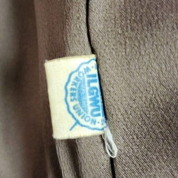 Vintage 60's Union Made Brown Sz. L Fur Collared Lined Button Coat - Picture 11 of 12